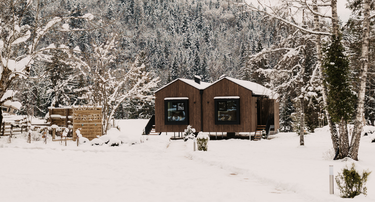 Tiny houses Wald und Wiese Winter